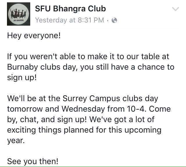 SFUBhangraClub's tweet photo. Come out to SFU Surrey TODAY! See you there! http://t.co/BHUIKOpJxK