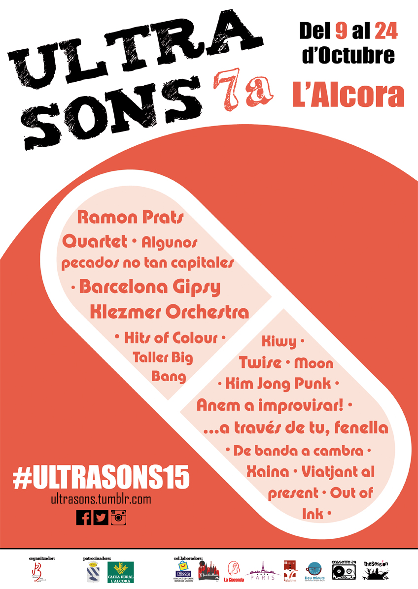 #ULTRASONS15
DeBandaACambra, Kiwy, <a href="/OutOfInkOficial/">Out of Ink</a>, KimJongPunk, Moon, <a href="/PollosDSK/">Pollos Hermanos</a>, <a href="/TwiSeDuoBand/">Twise</a> i @bcngipsyklezmer