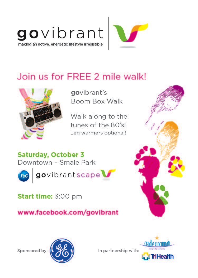 Grab your high tops, leg warmers and Aqua Net and join us for the 1980's Boom box Walk this Saturday October 3 at 3pm