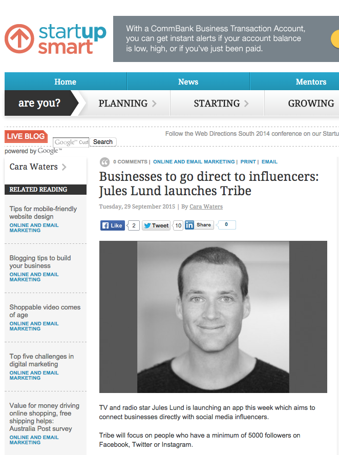 tribe's tweet photo. TRIBE mentioned in @StartupSmartnow ....thanks for the support http://t.co/oCyfiwdzhi http://t.co/9vBkxJetQ1
