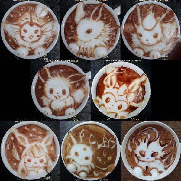 Amazing Eeveelutions #latte art! #NationalCoffeeDay