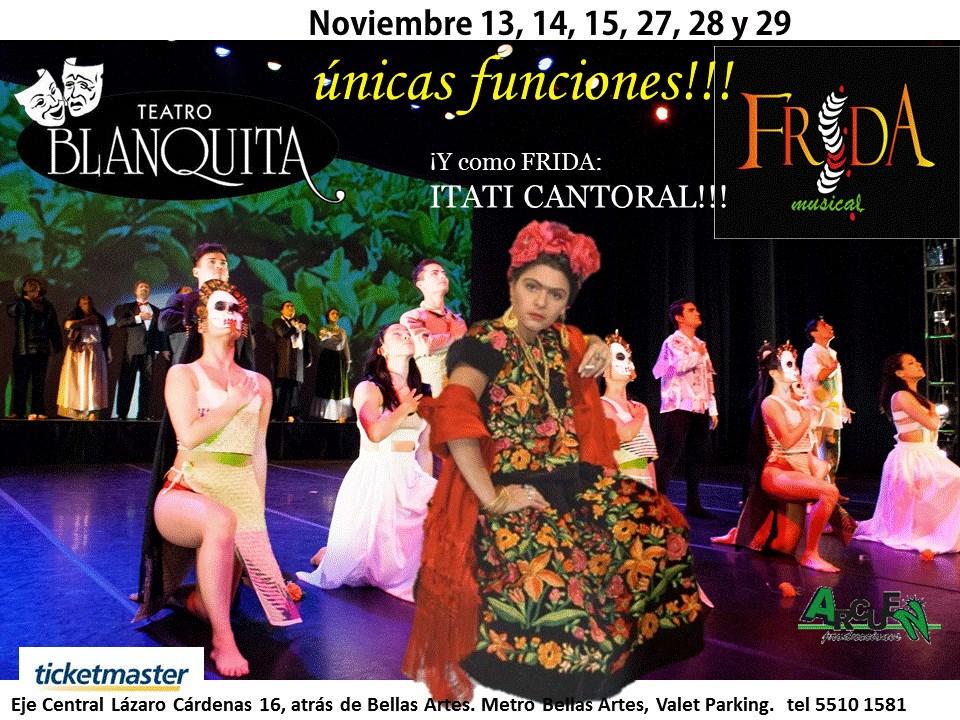 Aramenara's tweet photo. @ItatiC imperdible #FridaMusical cortísima temporada, boletos en http://t.co/3unGokMUZK
 y en taquilla @TBlanquitaMx http://t.co/K8NNQtadtf