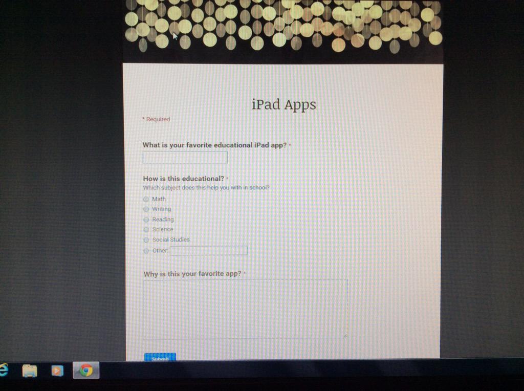 CheyenneHeller's tweet photo. Learning Google forms too!! #essd40pd http://t.co/d0HMqi0iGo