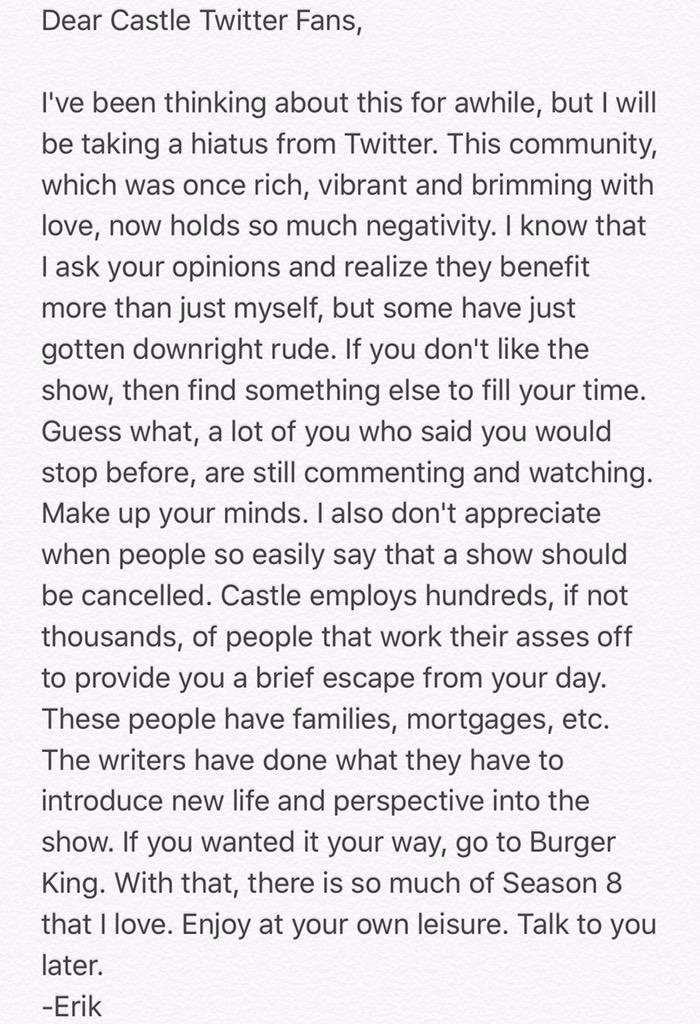 EAkorn's tweet photo. Please read...#Castle http://t.co/Tn9tFDeE4b