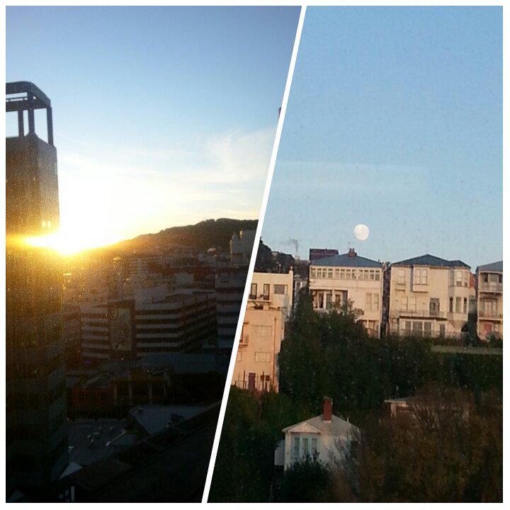 etuata70's tweet image. #whywellington on a gorgeous Capital day with the sun rising and the moon off to sleep