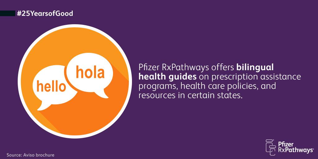 pfizer's tweet photo. Bilingual health guides are just one way #PfizerRxPathways shows #25YearsofGood http://t.co/wjgtCZjZ6q http://t.co/V0nN3CHjkJ