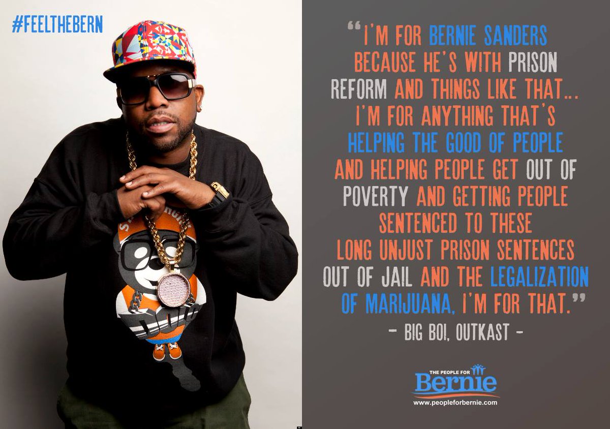 stanlwilliams's tweet photo. .@BigBoi from @Outkast does #FeelTheBern !!! @People4Bernie http://t.co/8PwtS8sCcW
