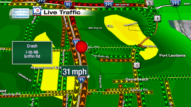 Crash on I-95 NB at Griffin Rd. Speeds at 31mph #traffic #broward @JeniseFernandez http://t.co/013F5kKSux