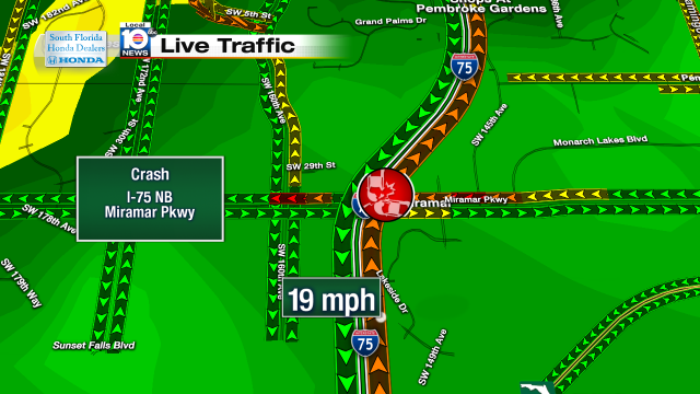 Crash on I-75 NB at Miramar Pkwy. Speeds at 19mph #traffic #miramar @JeniseFernandez http://t.co/9qlsuQaRnY