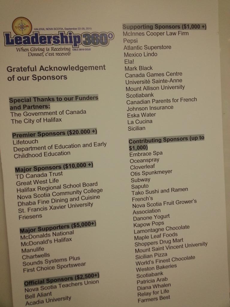 Thank you to our Sponsors!  Merci a nos commanditaires! #cslc2015 #ccle2015