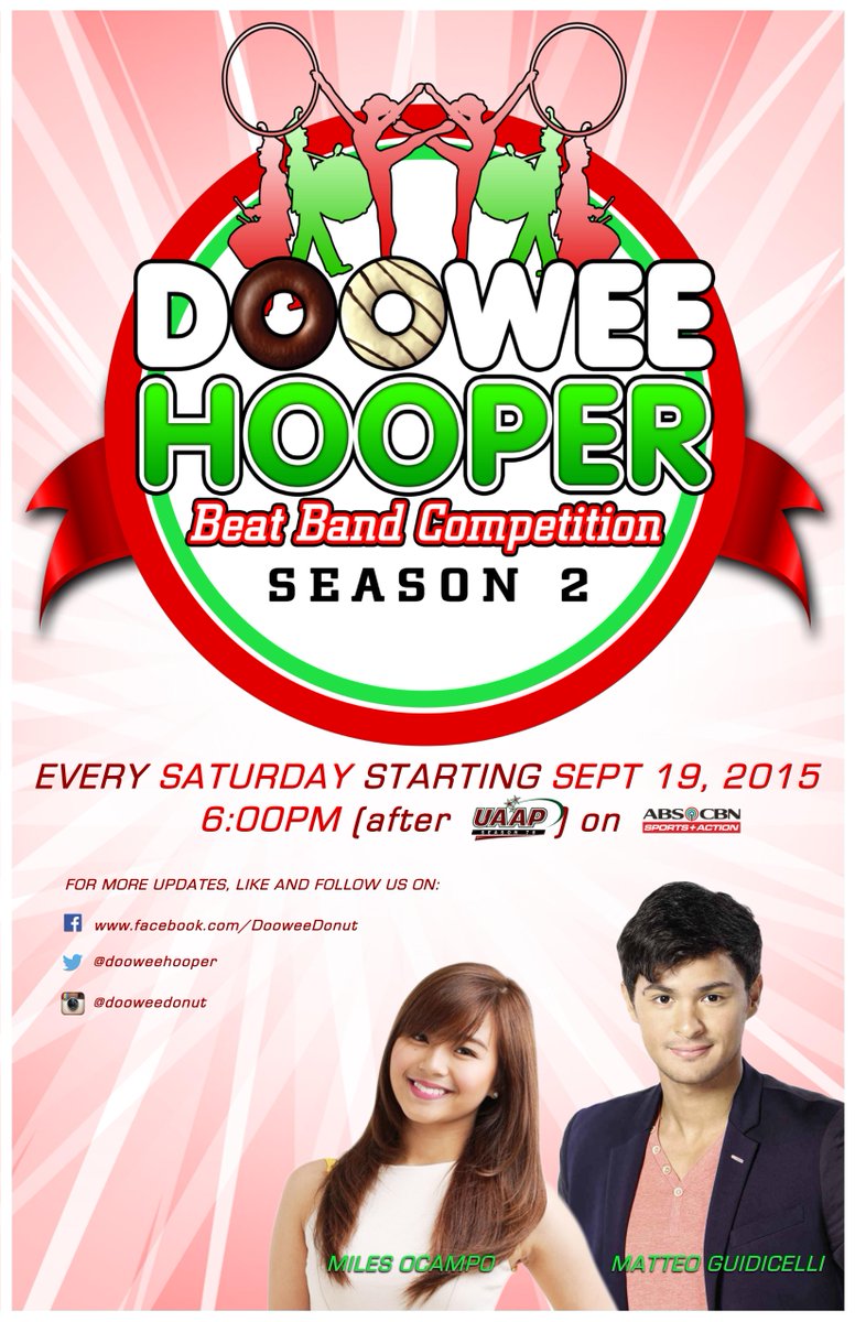 DooweeHooper's tweet photo. Manuod ng Doowee Hooper Beat Band Competition every Saturday after UAAP sa ABS-CBN SPORTS AND ACTION Ch23! http://t.co/jxbetUcmWG