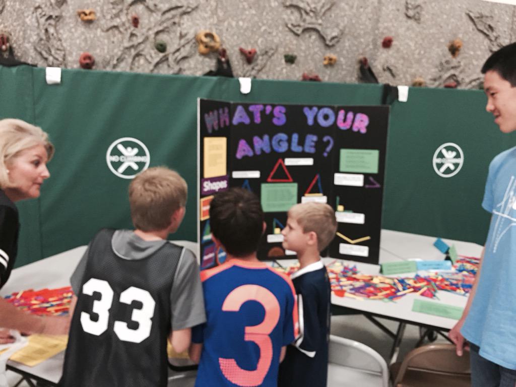 Checking out angles at math night!
