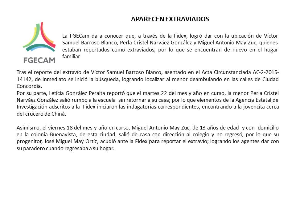 Fge_campeche's tweet photo. #FGEC Aparecen Extraviados. @alitomorenoc @CAMPCHEPROGRESA http://t.co/4qouS10Prq