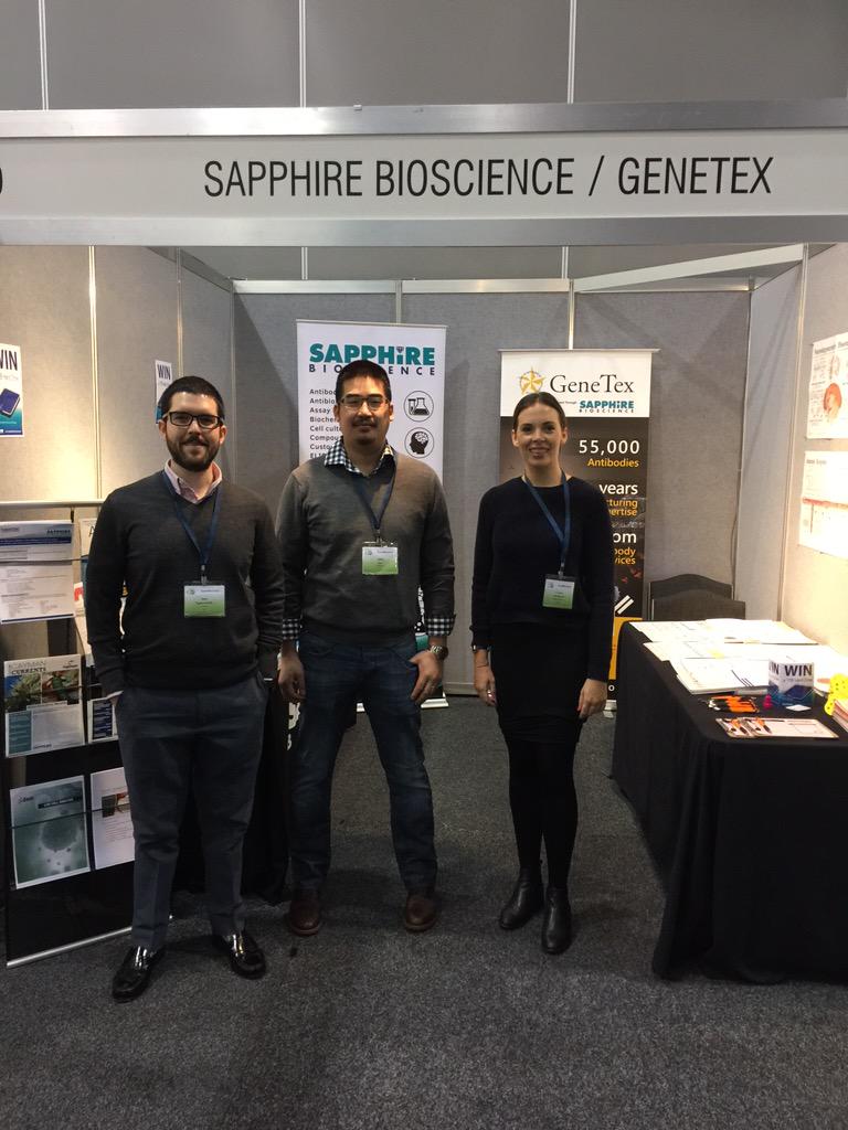 ComBio2015's tweet image. And more smiles at the Sapphire Bioscience &amp;amp; Genetex booth!!!