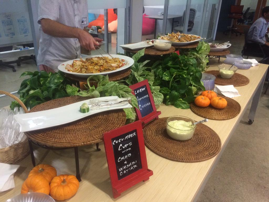 AmyNiessen's tweet photo. #developer1: You really gotta get to the @esri #GeoDev #Meetup. #developer2: Why? #developer1: They got #goodspread. http://t.co/1f7ouN2eeZ