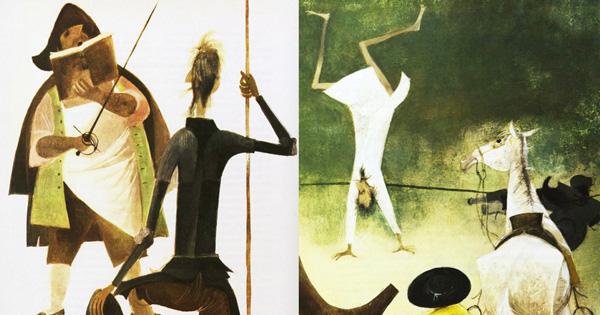themarginalian's tweet photo. For Cervantes's birthday, stunning vintage Spanish illustrations for Don Quixote http://t.co/acT06SSsy8 http://t.co/3SPw4yQFQx