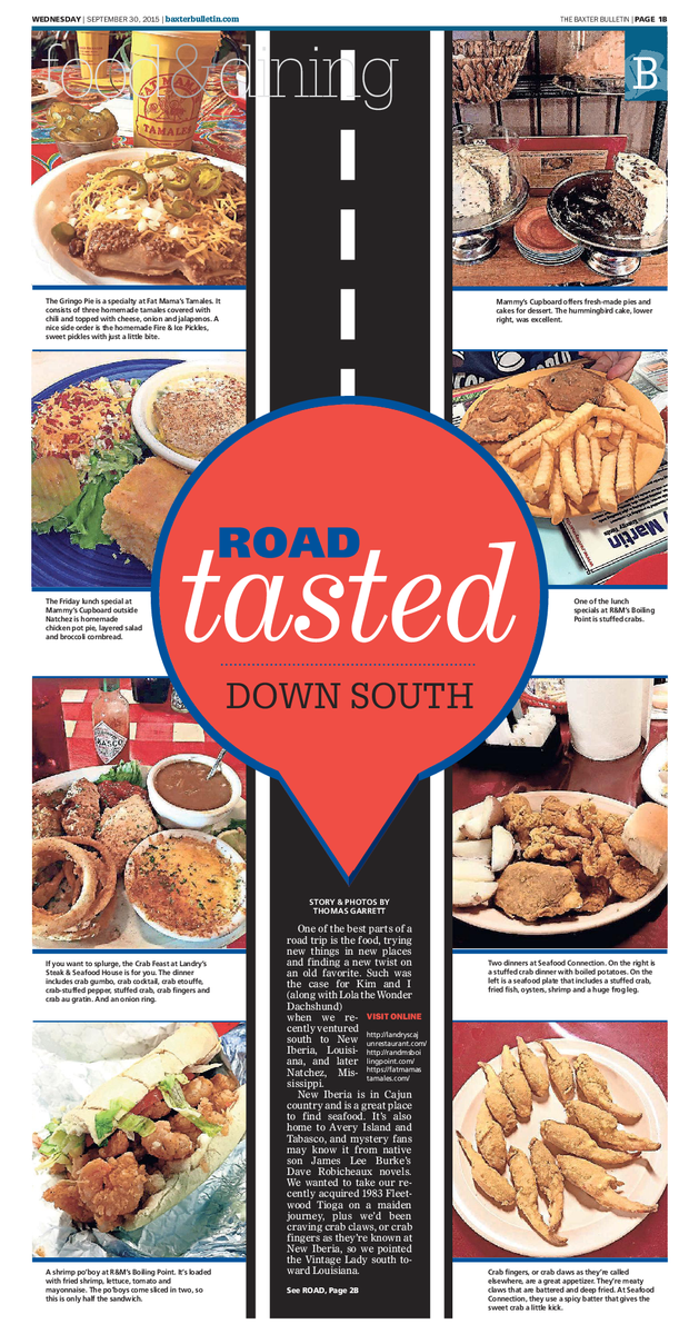 DSM_Studio's tweet photo. "Road tasted down south": Sept. 29 Baxter Bulletin food and dining: http://t.co/Getw3fjQRY