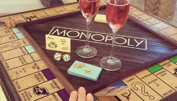 Parcelgenie's tweet photo. What an amazing idea! A California man builds a Monopoly board to propose to his girlfriend: http://t.co/stPNzIZEqE http://t.co/JpsD0l148h