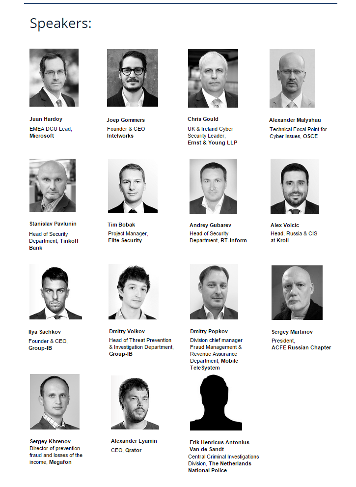 Key Speakers of the conference "The High Tech Crimes Trends 2015" 15 October, Moscow report2015.group-ib.com <a href="/GroupIB/">Group-IB Global</a>