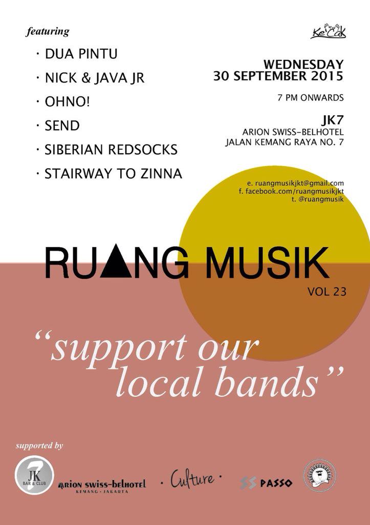 tonight! RUΔNG MUSIK  Vol.23 | WED 30.09.2015 | 7pm | <a href="/Jk7BarandClub/">JK7 Bar & Club</a> | FDC 35K | #supportourlocalbands