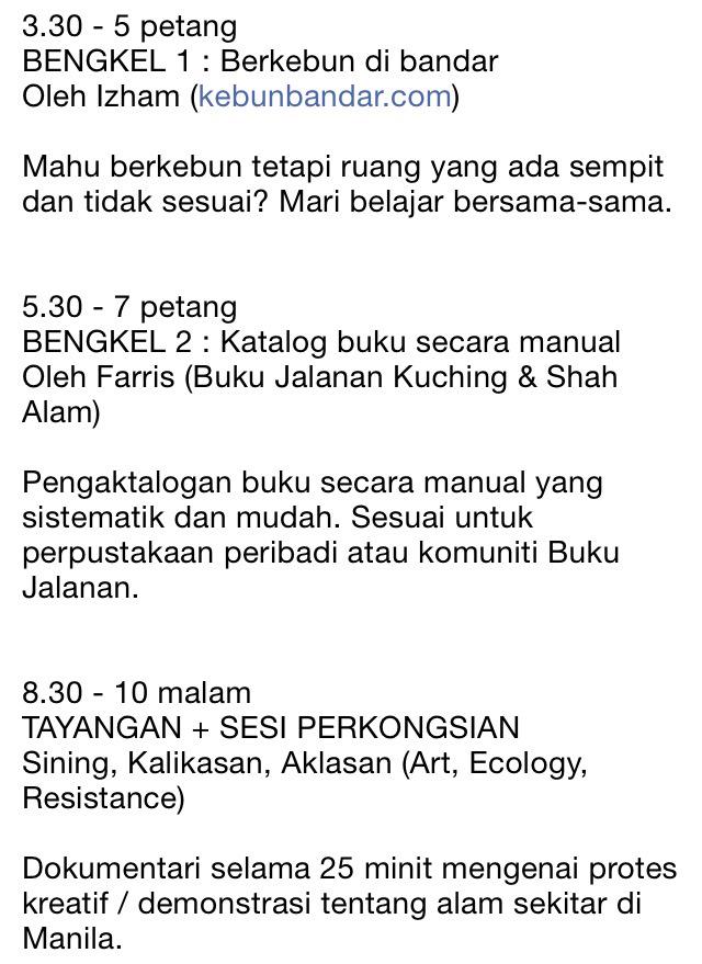 bukujalanan's tweet image. Lagi tiga hari menuju #BJEmpat!Apa yang ada?Bengkel!Tayangan!Instalasi!Pasar Percuma! Potluck!Dan hangpa semua yo!