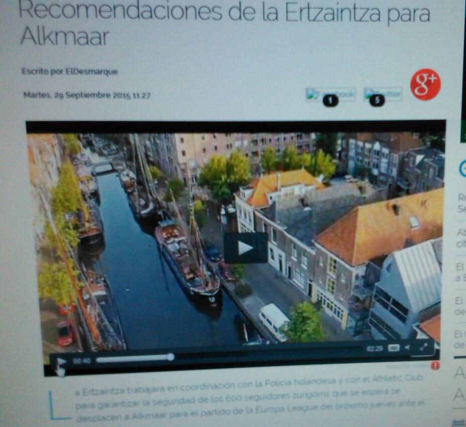 theocbrinkman's tweet photo. Baskische politie tipt fans Bilbao: ga niet naar pubs bij Platte Stenenbrug, vanwege fanatieke AZ-aanhang. #azath http://t.co/pREn3BvO1R