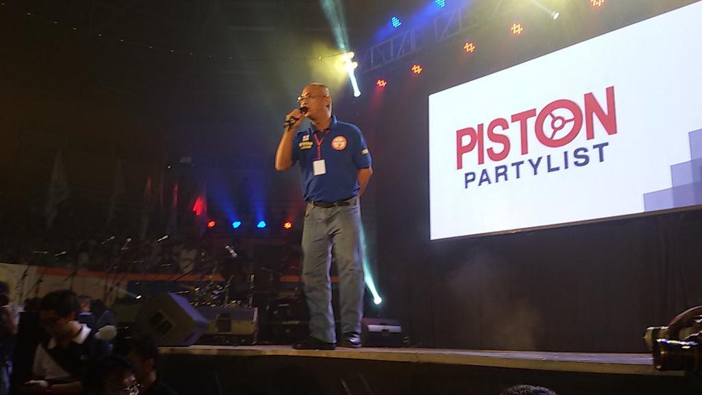 George San Mateo of Piston Party-list now on stage. #FighterNgBayan