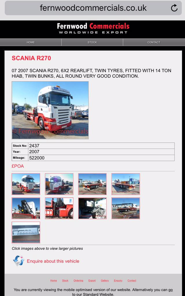 2007 Scania R270 6x2 rear lift, 14 Ton hiab, #tanzania #zambia #scania #truckexport