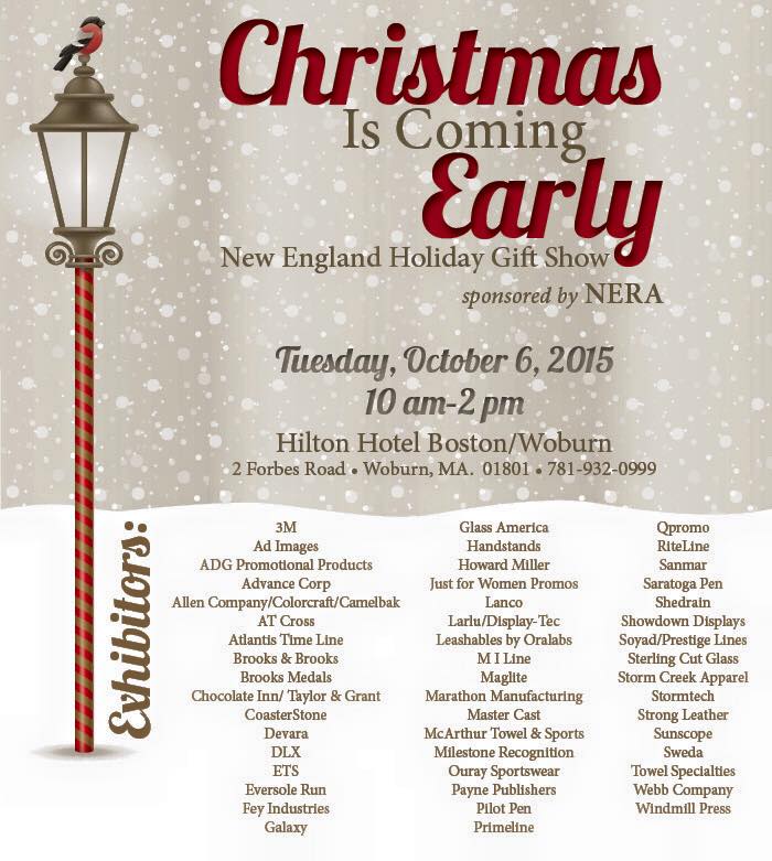NERA Show is on its way to the Hilton Hotel in Woburn, MA on October 6th for the New England Holiday Gift Show.