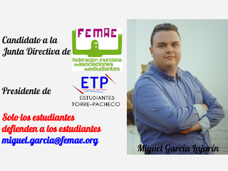 El pachequero Miguel García Lajarín es avalado por <a href="/estudiantestp/">Estudiantes TPacheco</a> como candidato a FEMAE, 22.00h Informativo Canal 1