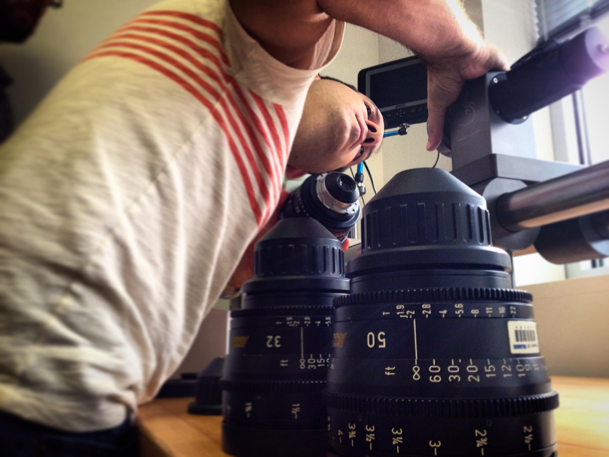 TalamasBoston's tweet photo. Engineer Anthony #collimating our @ARRIChannel @CarlZeissLenses #UltraPrimes on the @GeckoCamGmbH #cinema #lenses http://t.co/NX9vmVqJDa