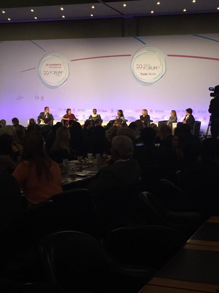 amergennedy's tweet photo. Panel of all women including frmr @USTradeRep Sue Schwab joining @wto's Azevado at kick-off debate for the #WTOPF http://t.co/5taH6RXBpl