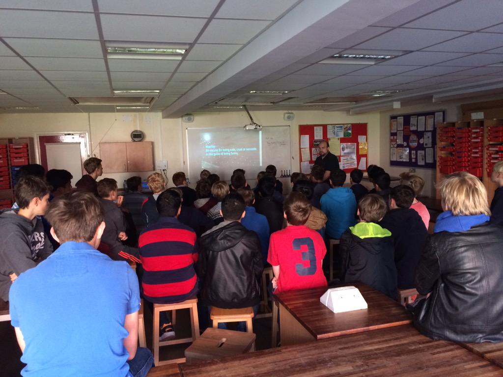 DCGSKeyStage3's tweet image. Year 9 Enrichment Day, boys getting informed about decisions they are going to face in their future.