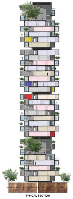 #Containertoren voor sloppenwijk in #Mumbai. Enkel zou de hitte een probleem kunnen worden. Ontwerp: GA Design