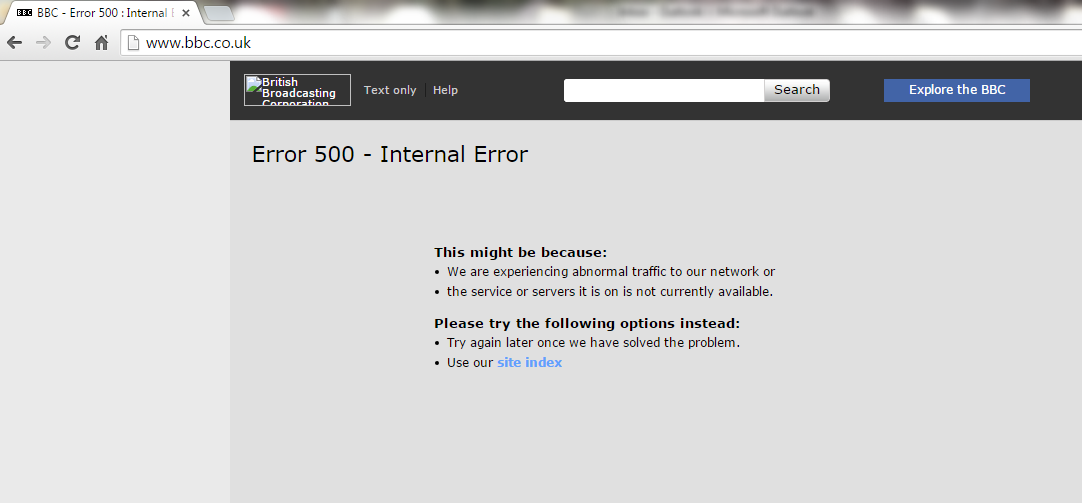 buttontech's tweet image. Its not very often you see the BBC website down!