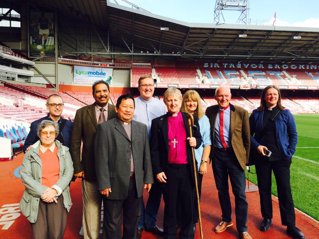 peterhill92's tweet photo. With chaplain Alan and local clergy at West Ham's Boleyn Ground soon to be no more. Transformation! http://t.co/ejfyUcdBMP