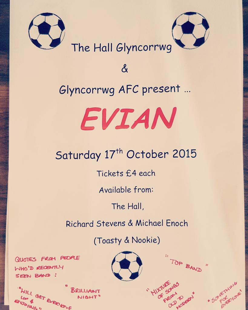 Fab night at Glyncorrwg hall 17th october top band not to be missed.everyone welcome. <a href="/glyncorrwg_fc/">Glyncorrwg fc</a> <a href="/Glyncorrwgrfc/">glyncorrwg rfc</a>