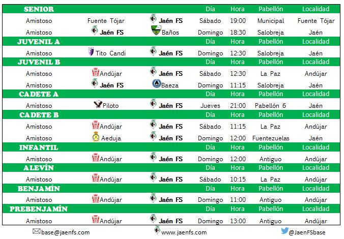 JaenFSbase's tweet photo. Partidos de las categorías base del Club para esta semana. #somoscantera #somosjaenfs http://t.co/fsZbyPkM0w