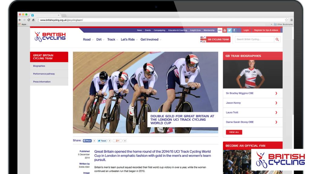 BritishCycling's tweet photo. British Cycling has been nominated for a Website of the Year award. You can cast your vote at http://t.co/Yqn16XkZbB http://t.co/EnatwPSv5d