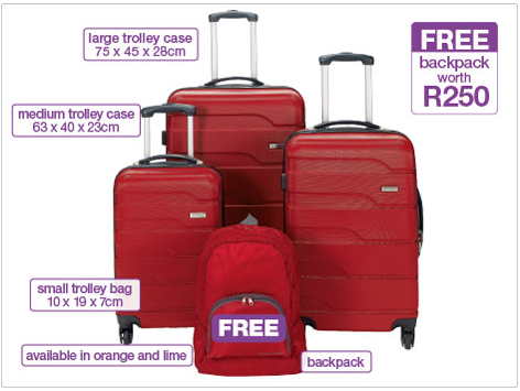 futurefileb2's tweet image. Travel in style with the Leisure Luggage set from R249 P/M with HomeChoice! Go here goo.gl/eIwlgx