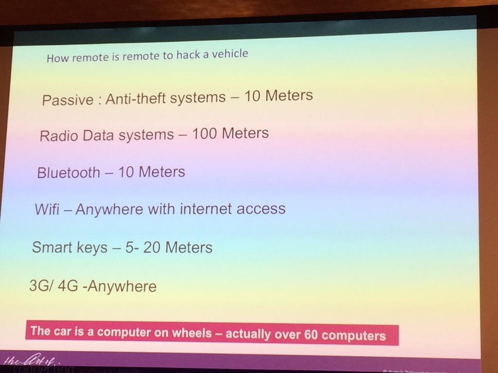 TechClaudia's tweet image. How far away can you be and hack a car?  #CSC15 #connectedcar #BT
