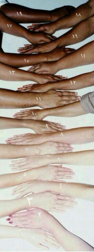 هنا لون البشرات ودرجاتهم ..