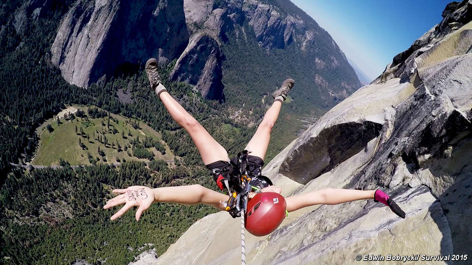 Survival's tweet photo. Girl jumps off El Capitan, but you'll never guess why #StoptheCon @YosemiteNPS http://t.co/iR3xE5EaiX http://t.co/THgTrzYncx