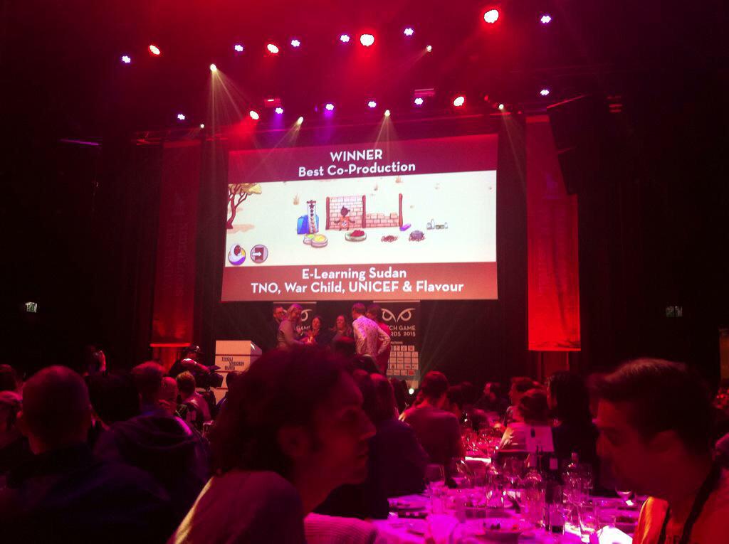 WarChild_NL's tweet photo. Yes! Together with @flavourbv @TNO_nieuws and others we are winner of The Best Co-Production at #dutchgameawards http://t.co/PUalyLrFs7