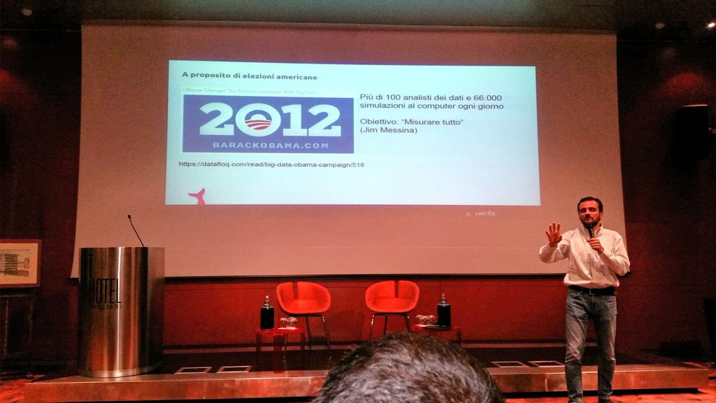 luigi_raffo's tweet photo. Lezione di Obama su #BigData non traslabile in Italia ma sono fondamentali per i sentiment @dbellasio #beachdata2015 http://t.co/rfFyyZhYKK