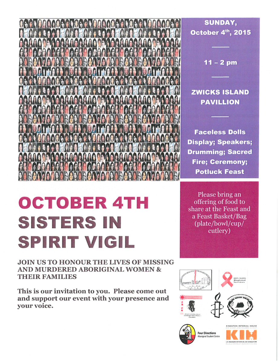 Join us at Sisters in Spirit to remember the missing and murdered aboriginal women and their families #ygk