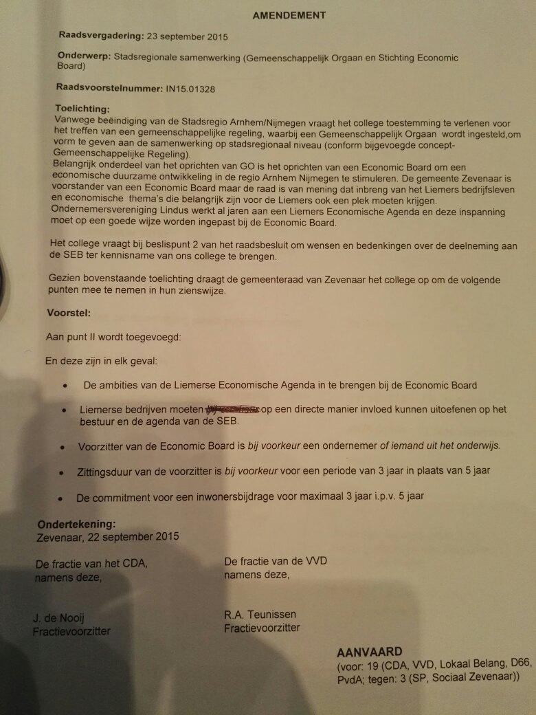 Correctie stadsregionale samenwerking gemeenschappelijk orgaan en stichting economie board #arnhem #nijmegen