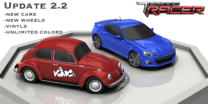 New cars, wheels, unlimited colors and finally VINYLS! Update 2.2 is here. Enjoy! #TrafficRacer #googleplay #wp8 #ios