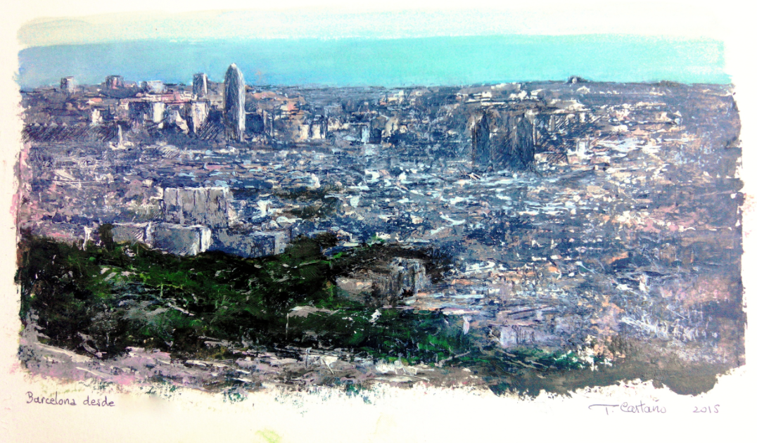 seat214's tweet photo. Vista de Barcelona desde el Tibidabo by Tomas Castaño 30x18cm http://t.co/KFn6513mXa