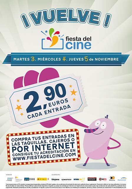 FiestaDelCine's tweet photo. ¡ Vuelve #FiestadelCine ! Podréis disfrutar del cine a 2,90€ los días 3, 4 y 5 de noviembre. ¡ Todos juntos al cine ! http://t.co/ftTg8vSEmL